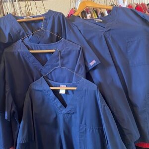 4 Cherokee Men's Deep Blue Scrub Top XXL